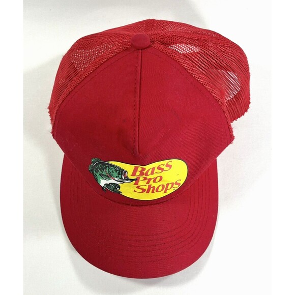 Vintage Bass Pro Shops Red Trucker Snapback Adjustable Hat - Picture 2 of 10